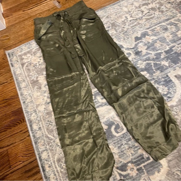 J. Crew Shimmering Satin Olive Pants - Picture 1 of 8